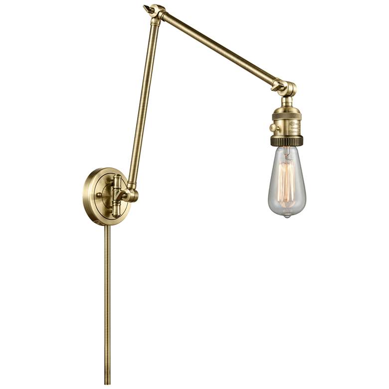 Image 1 Bare Bulb 30" High Antique Brass Swing Arm