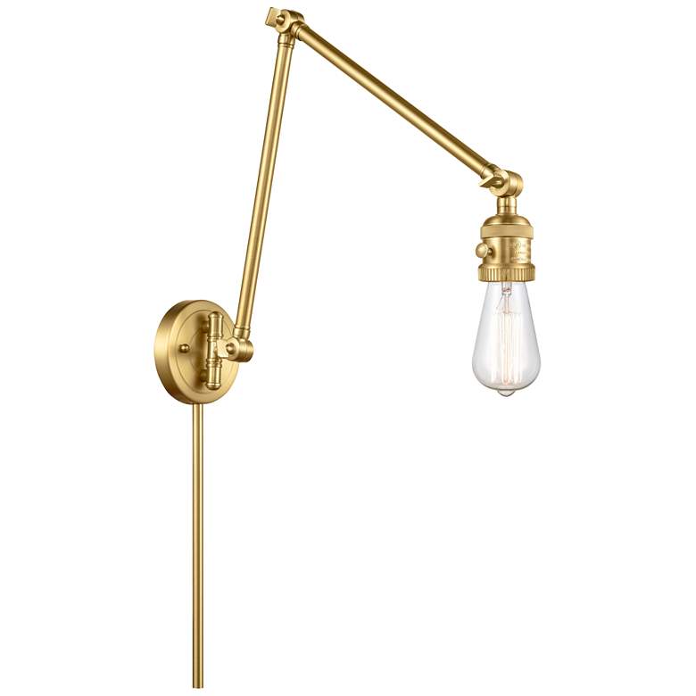 Image 1 Bare Bulb 30 inch High Satin Gold Swing Arm