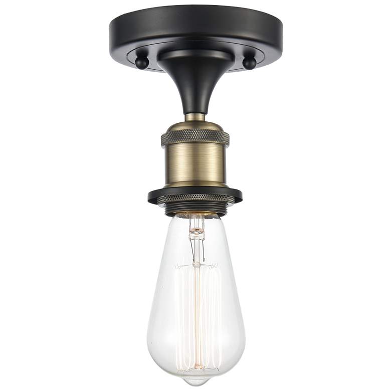 Image 1 Bare Bulb 4 1/2" Wide Black Antique Brass LED Ceiling Light