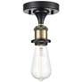 Bare Bulb 4 1/2" Wide Black Antique Brass LED Ceiling Light
