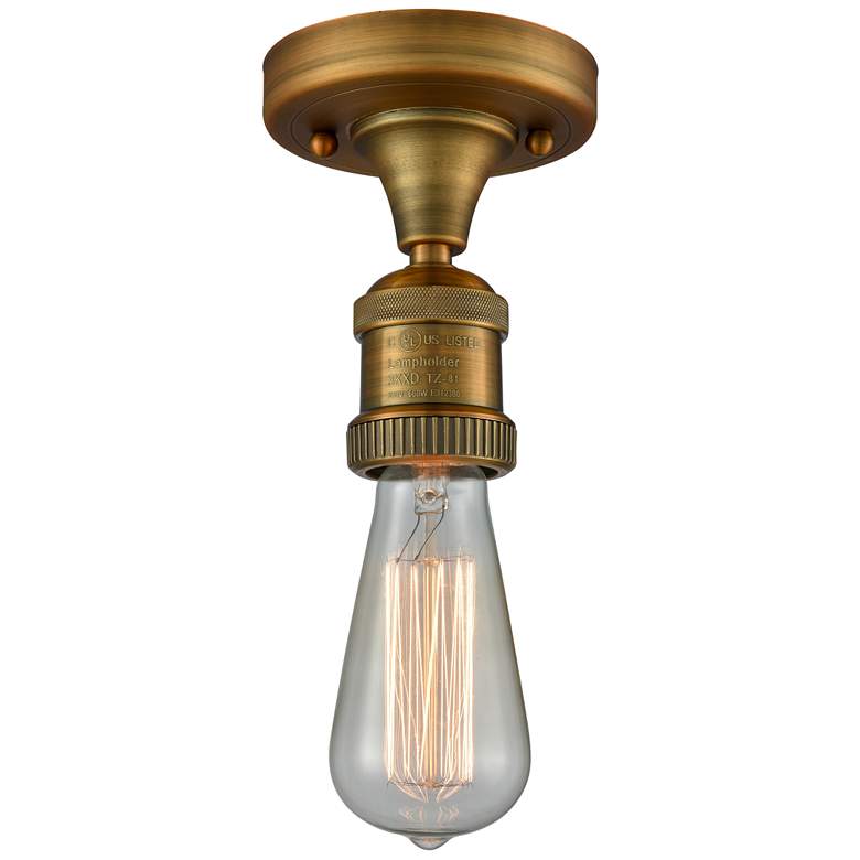 Image 1 Bare Bulb 4 1/2" Wide Brushed Brass LED Ceiling Light