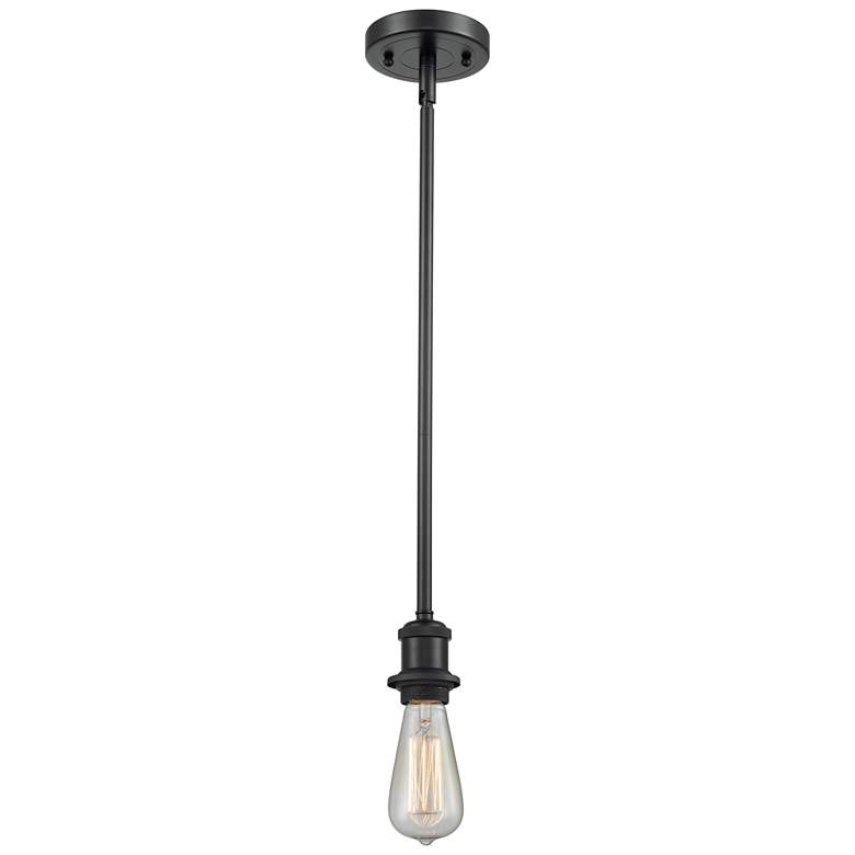 Image 1 Bare Bulb 4 1/2" Wide Matte Black LED Mini Pendant