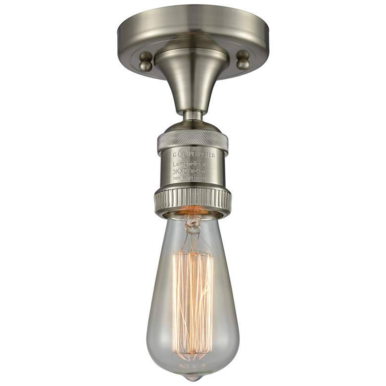 Image 1 Bare Bulb  5" LED Semi-Flush Mount - Brushed Satin Nickel Finish