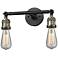 Bare Bulb 5"H Black and Brass 2-Light Adjustable Wall Sconce