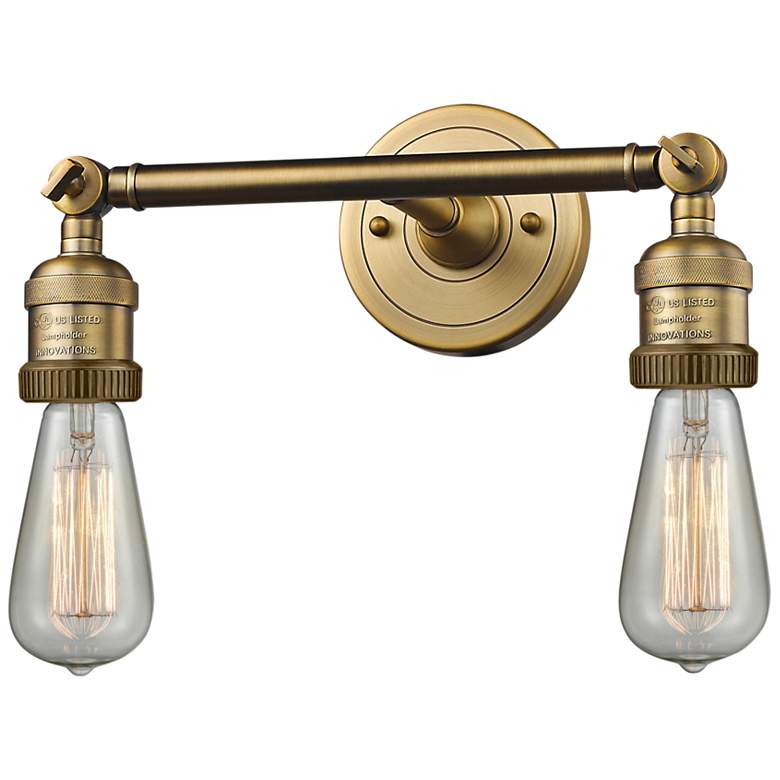 Image 1 Bare Bulb 5 inchH Brushed Brass 2-Light Adjustable Wall Sconce