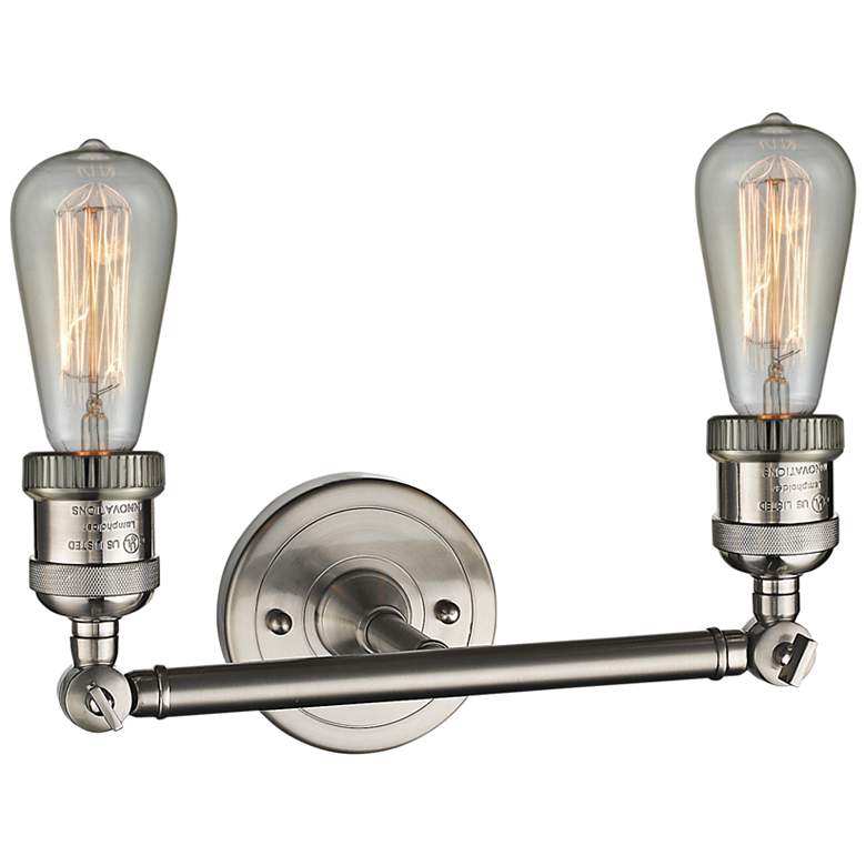 Image 3 Bare Bulb 5 inchH Satin Nickel Adjustable 2-Light Wall Sconce more views