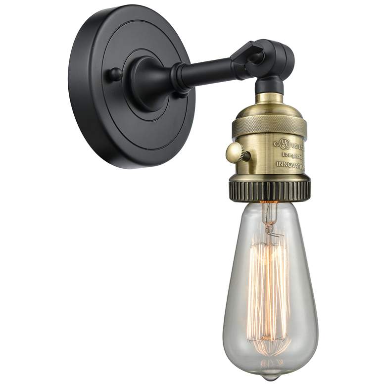 Image 1 Bare Bulb 6.38" High Black Brass Sconce