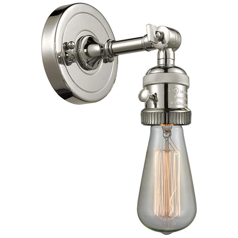 Image 1 Bare Bulb 6.38" High Polished Nickel Sconce