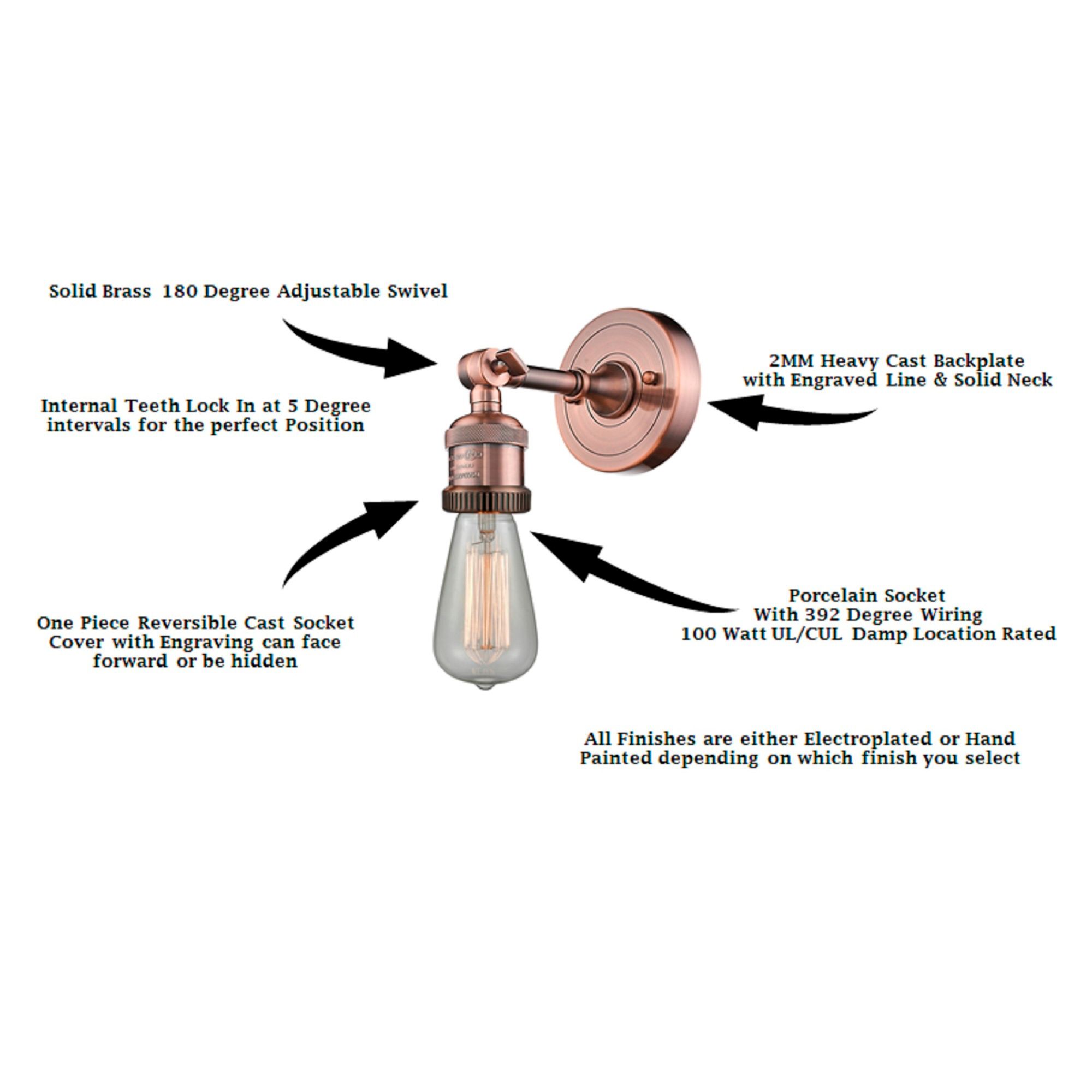 Image 4 Bare Bulb 6 1/2" High Antique Copper Wall Sconce more views