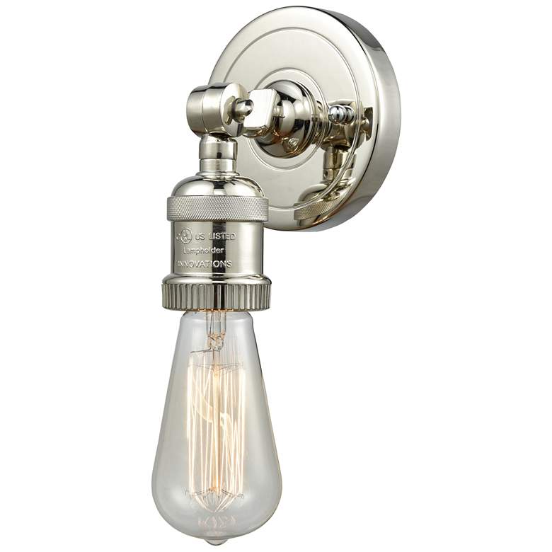 Image 1 Bare Bulb 6 1/4" High Polished Nickel Wall Sconce