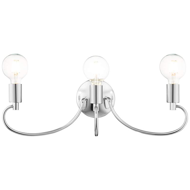 Image 2 Bari 22" Wide Scroll Arm Polished Chrome Bath Vanity Wall Sconce