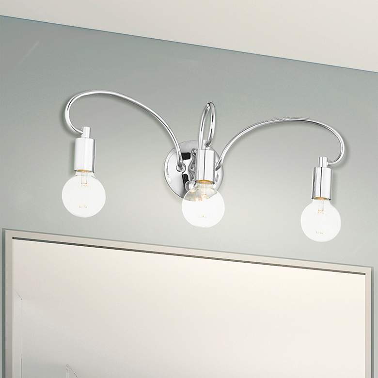 Image 1 Bari 22" Wide Scroll Arm Polished Chrome Bath Vanity Wall Sconce