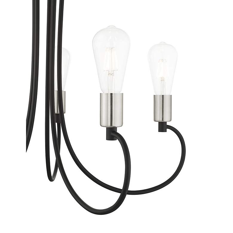 Image 5 Bari 25 1/2"W Black with Brushed Nickel 5-Light Chandelier more views