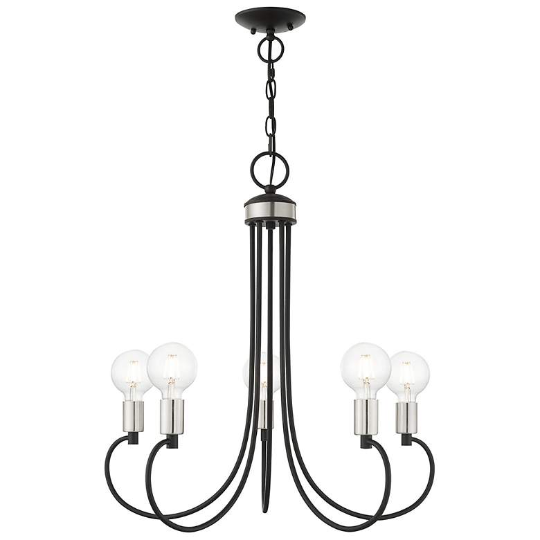 Image 6 Bari 25 1/2"W Black with Brushed Nickel 5-Light Chandelier more views