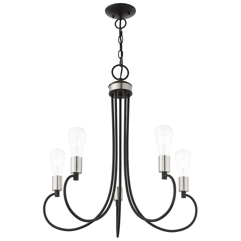 Image 7 Bari 25 1/2"W Black with Brushed Nickel 5-Light Chandelier more views
