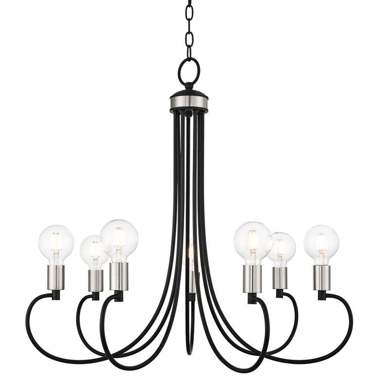 Image 3 Bari 30" Wide Black with Brushed Nickel 7-Light Chandelier