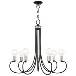 Bari 30" Wide Black with Brushed Nickel 7-Light Chandelier