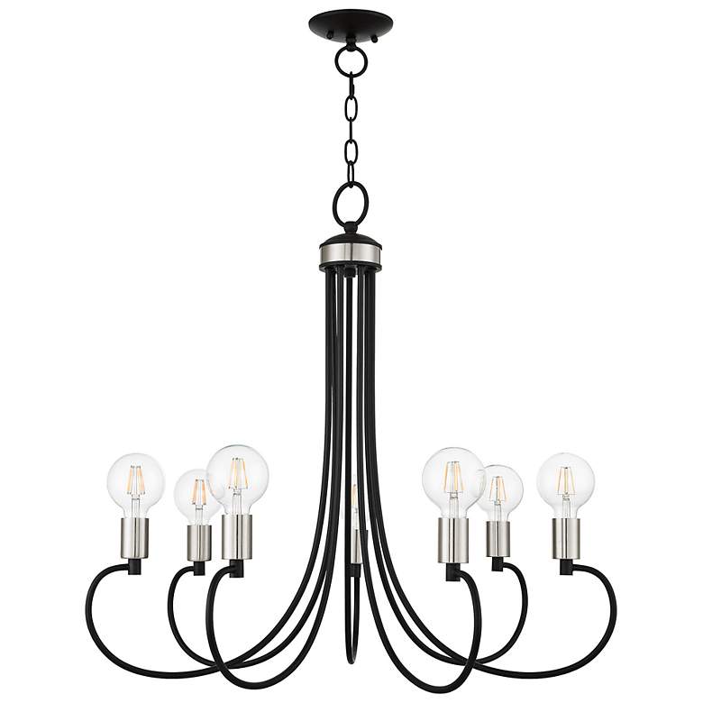 Image 5 Bari 30" Wide Black with Brushed Nickel 7-Light Chandelier more views