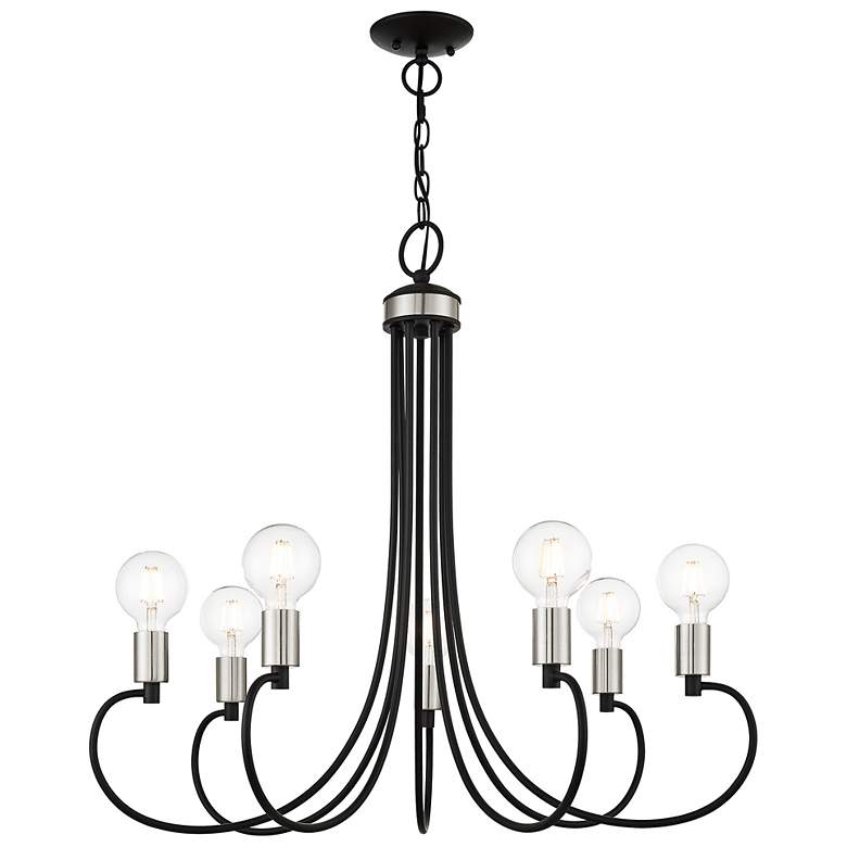 Image 6 Bari 30" Wide Black with Brushed Nickel 7-Light Chandelier more views
