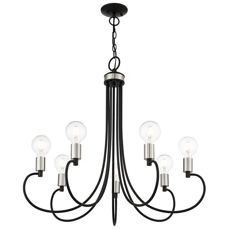 Image 7 Bari 30" Wide Black with Brushed Nickel 7-Light Chandelier more views