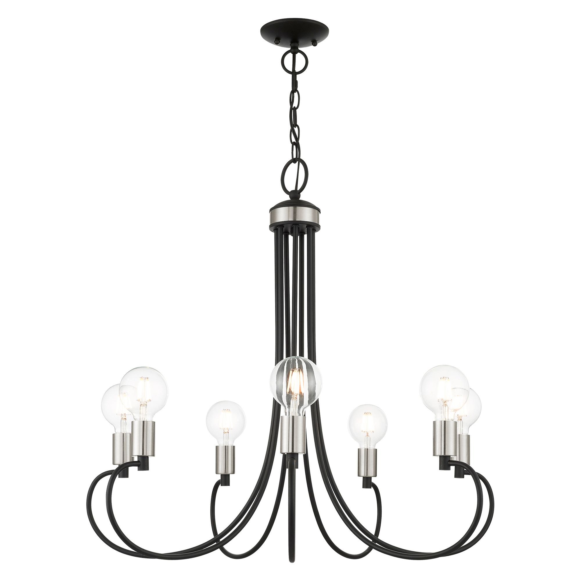Bari 30" Wide Black with Brushed Nickel 7-Light Chandelier in scene