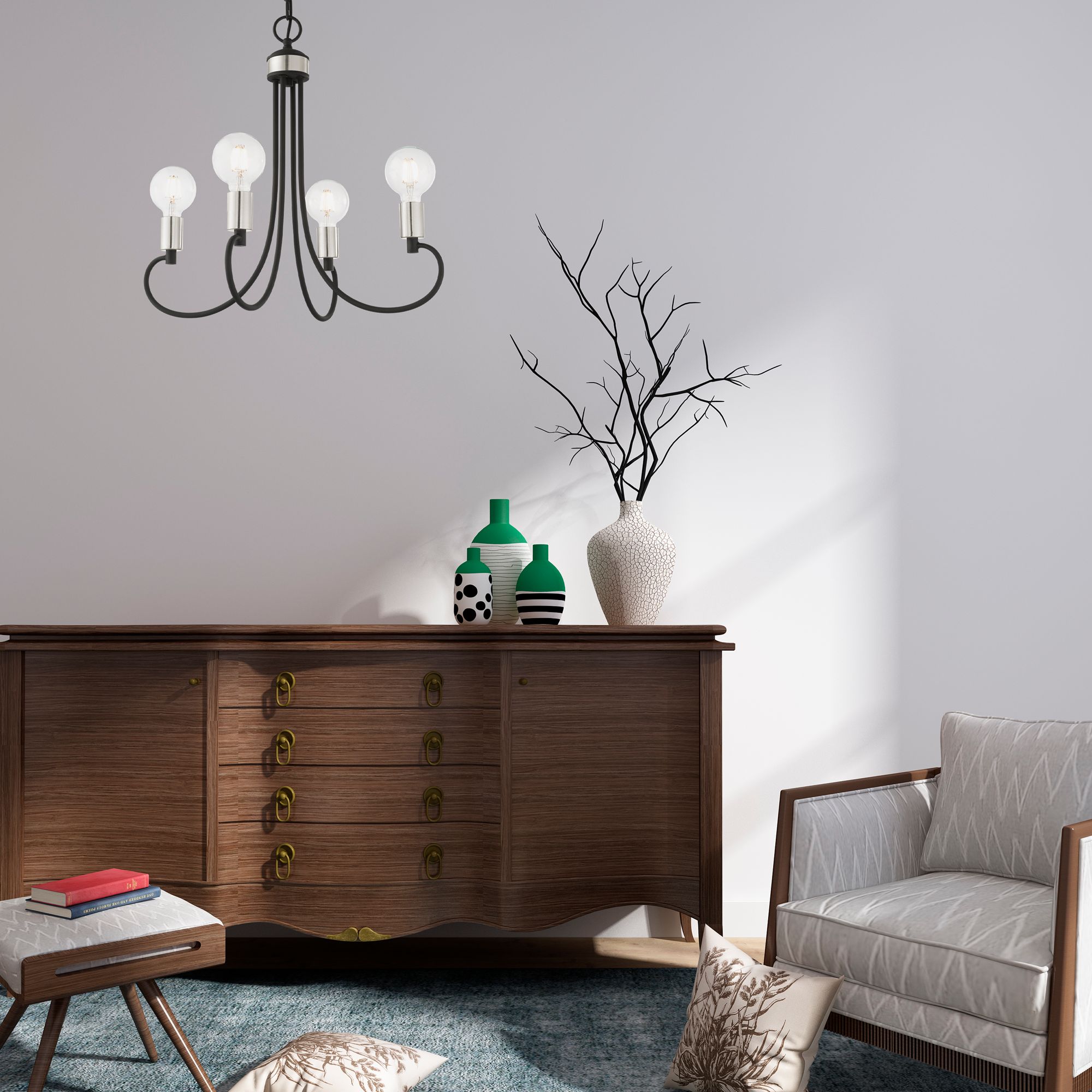 Bari 4 Light Black Chandelier