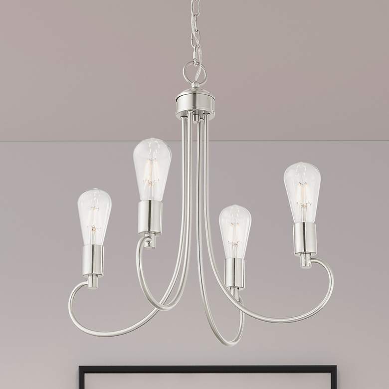 Image 1 Bari 4 Light Brushed Nickel Chandelier