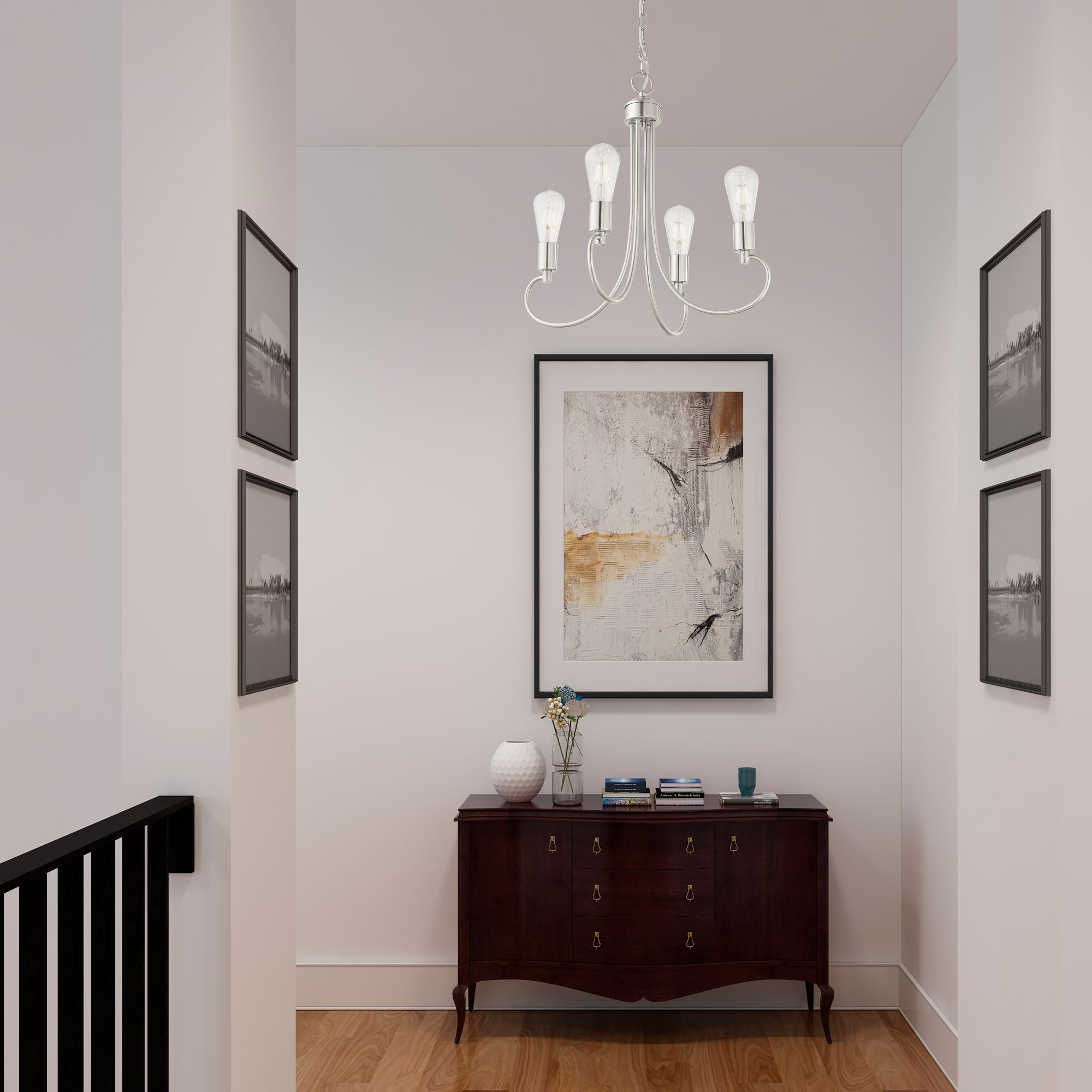 Bari 4 Light Brushed Nickel Chandelier