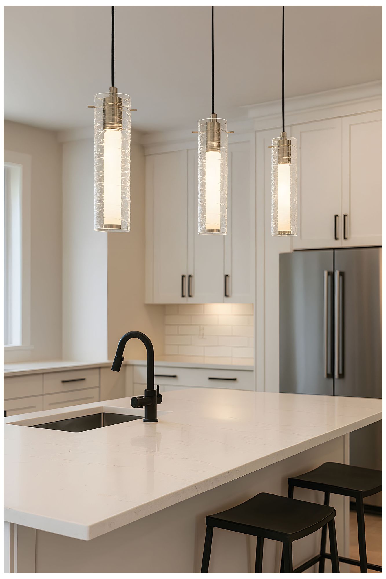 Image 2 Bari 4" Wide Satin Nickel LED Pendant more views