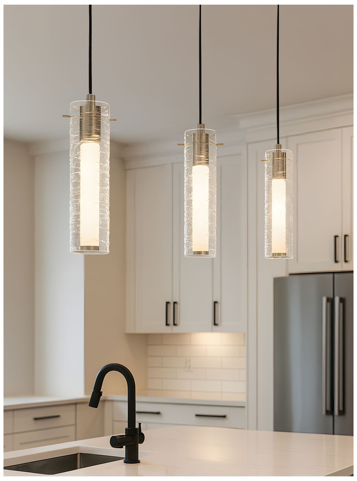 Image 3 Bari 4" Wide Satin Nickel LED Pendant more views