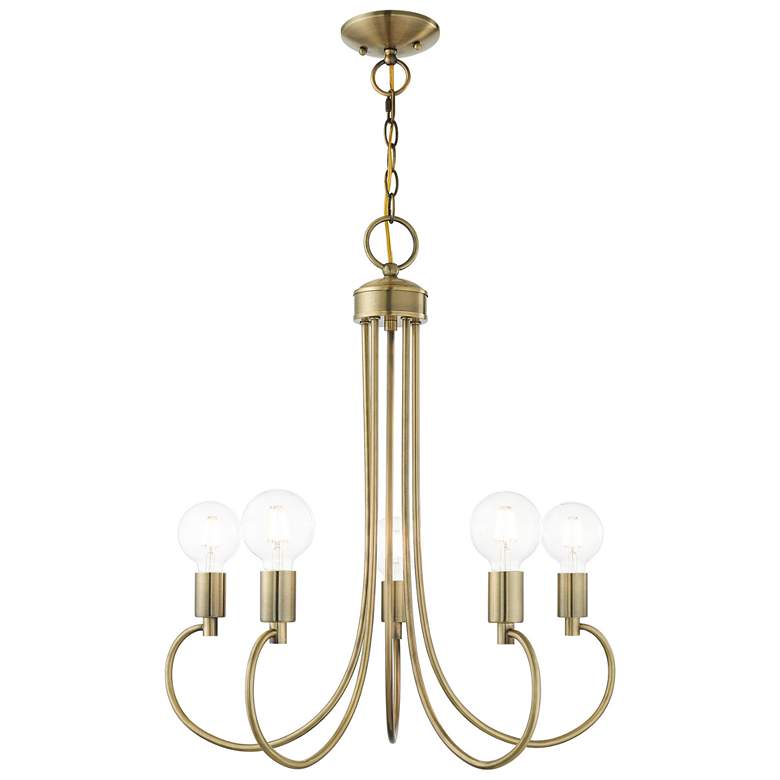 Image 1 Bari 5 Light Antique Brass Chandelier