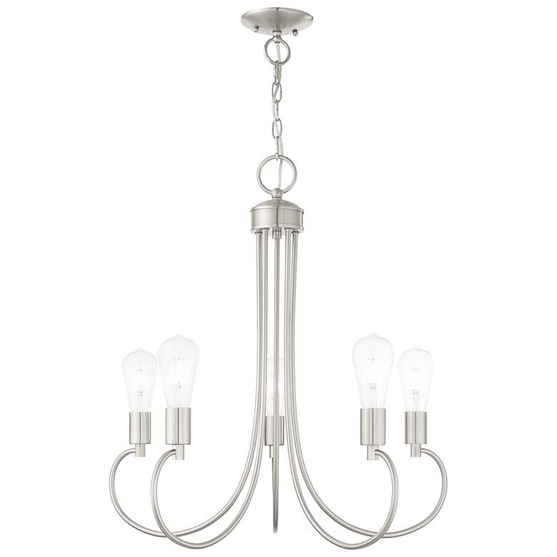 Image 1 Bari 5 Light Brushed Nickel Chandelier