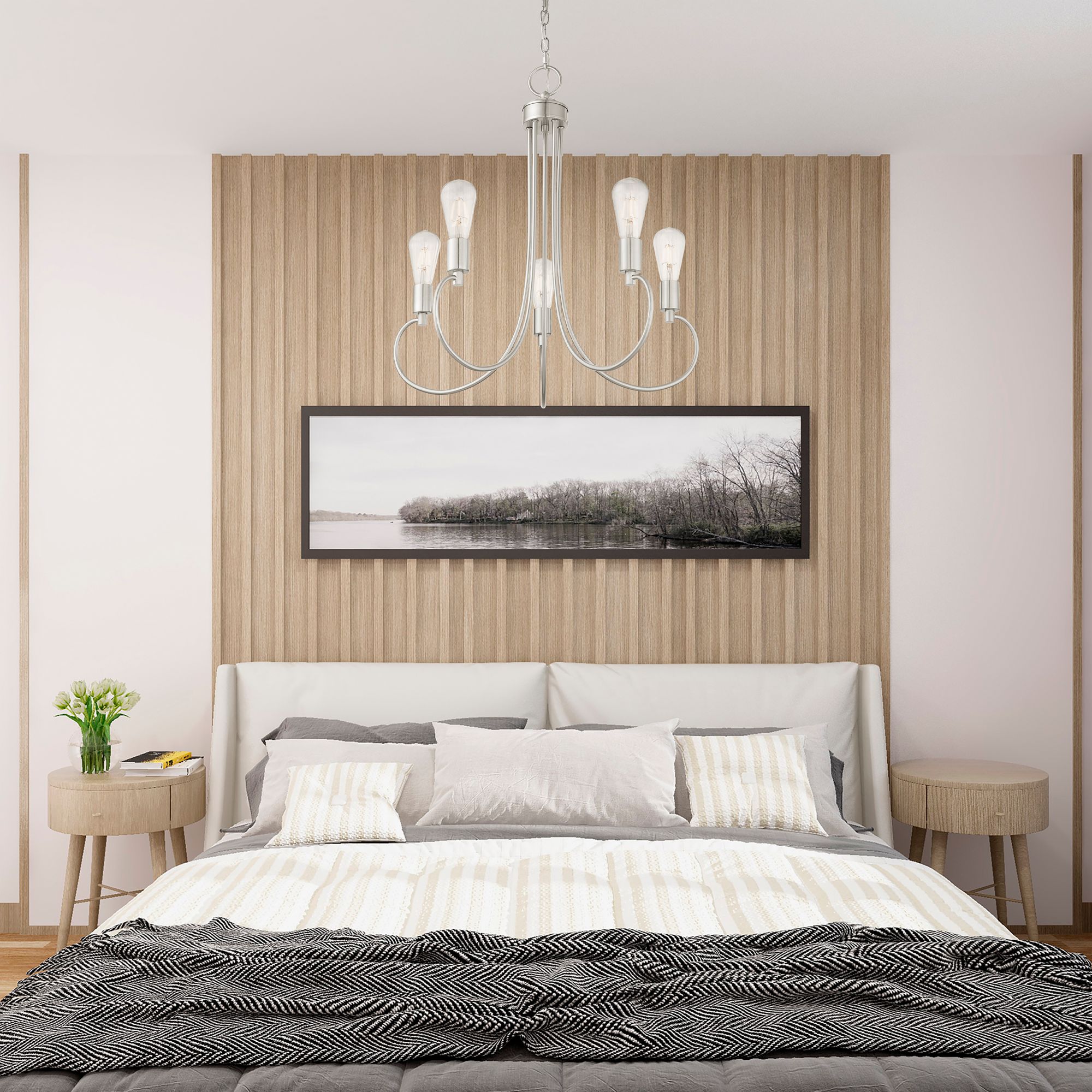 Bari 5 Light Brushed Nickel Chandelier