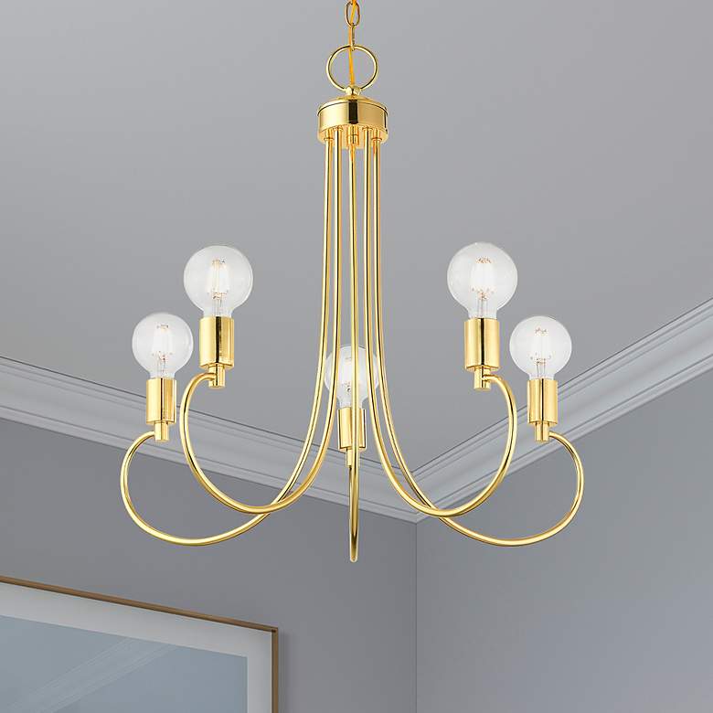 Image 1 Bari 5 Light Polished Brass Chandelier