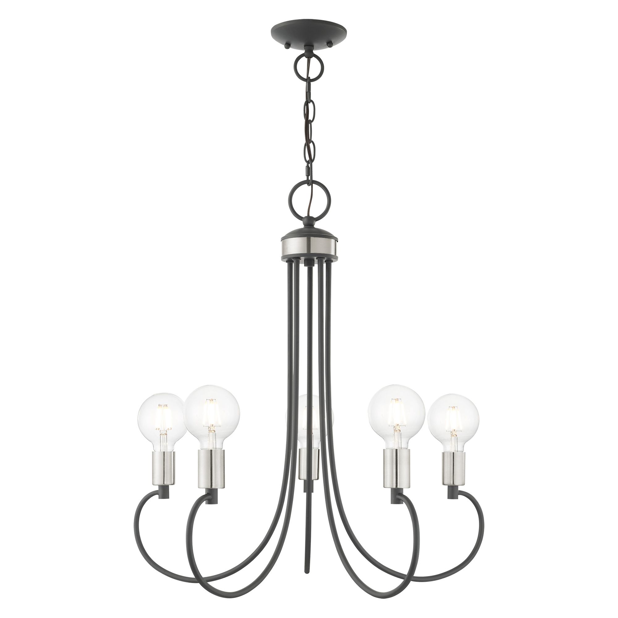 Image 7 Bari 5 Light Scandinavian Gray Chandelier more views