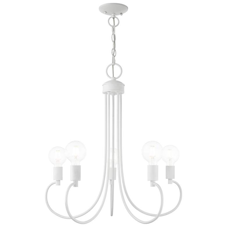 Image 1 Bari 5 Light White Chandelier