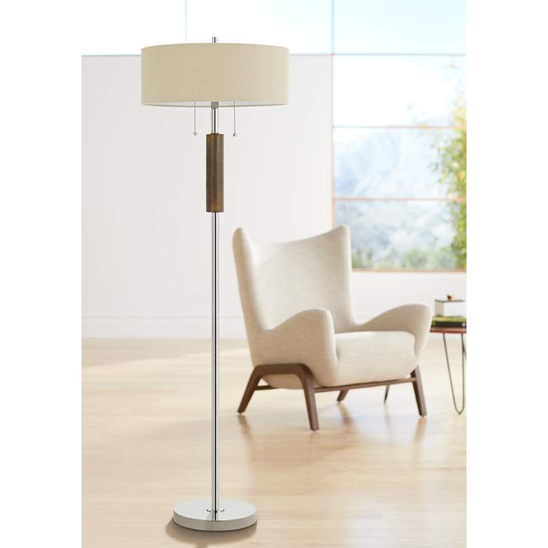 Image 1 Bari Chrome Metal 2-Light Floor Lamp