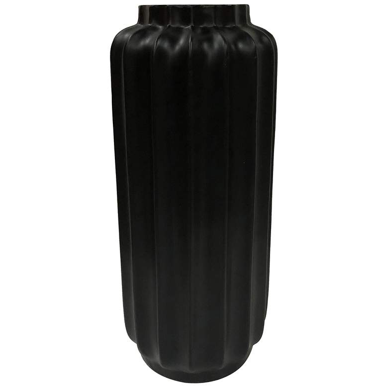 Image 1 Bari Floor Vase- Large - Matte Black Finish on Resin