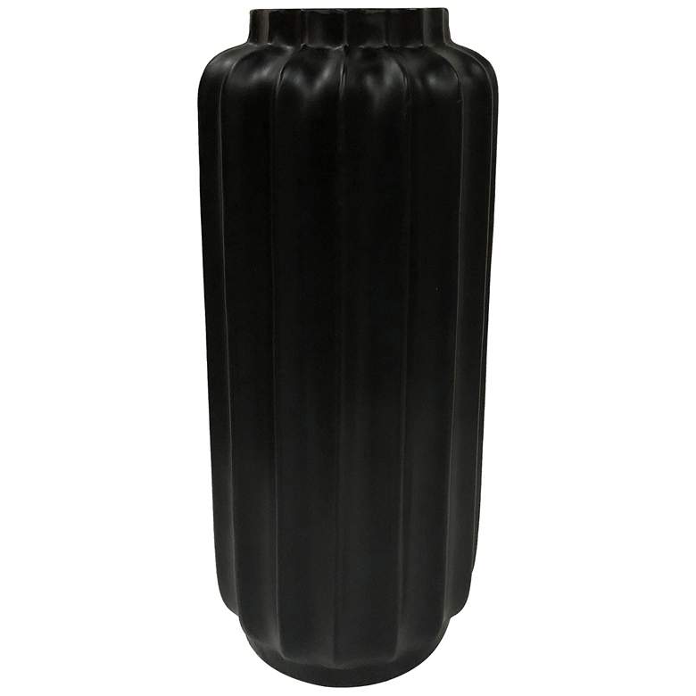 Image 1 Bari Floor Vase- Medium - Matte Black Finish on Resin