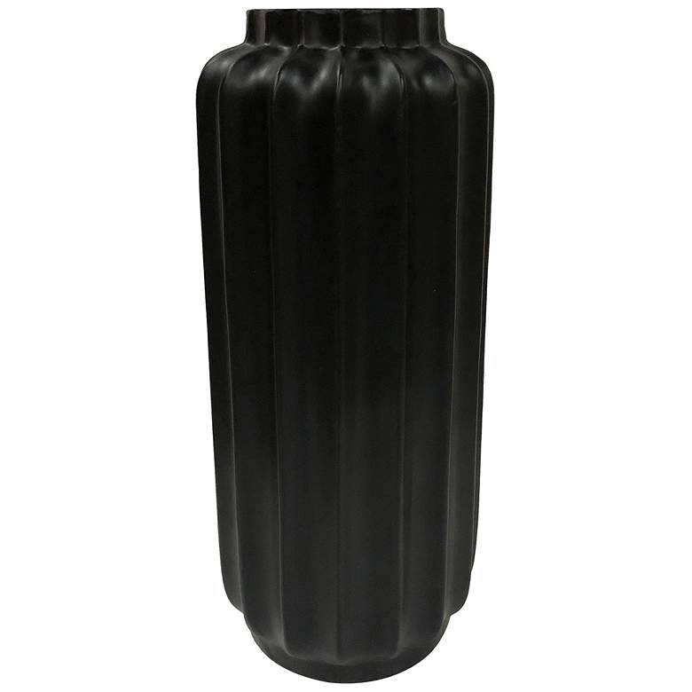 Image 1 Bari Floor Vase- Small - Matte Black Finish on Resin