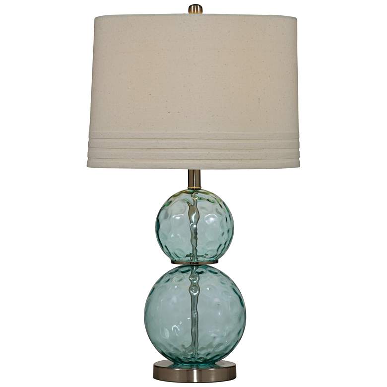 Image 1 Barika Blue-Green Dimple Glass Table Lamp