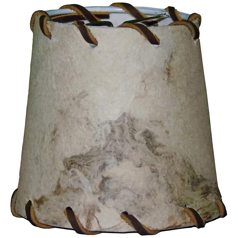 Image 1 Bark Parchment with Leather Stitching Lamp Shade 4.5x4.5