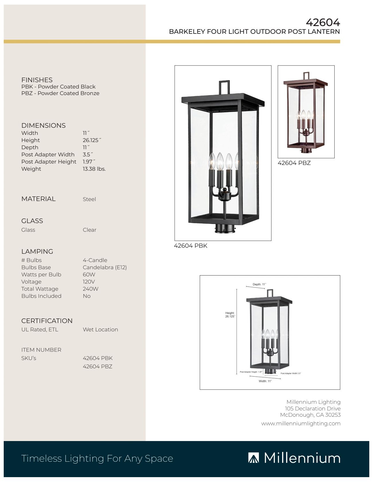 Image 7 Barkeley 26 1/4"H Powder Coated Bronze Outdoor Post Lantern more views