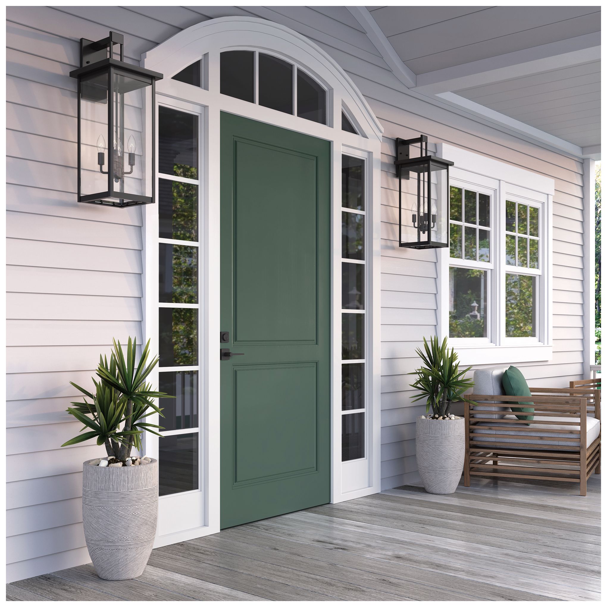 Barkeley 27"H Powder-Coated Black 4-Light Outdoor Wall Light