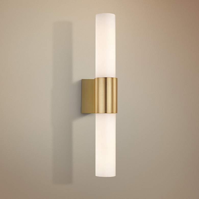 Image 1 Barkley 23 3/4 inch High Aged Brass 2-Light LED Wall Sconce