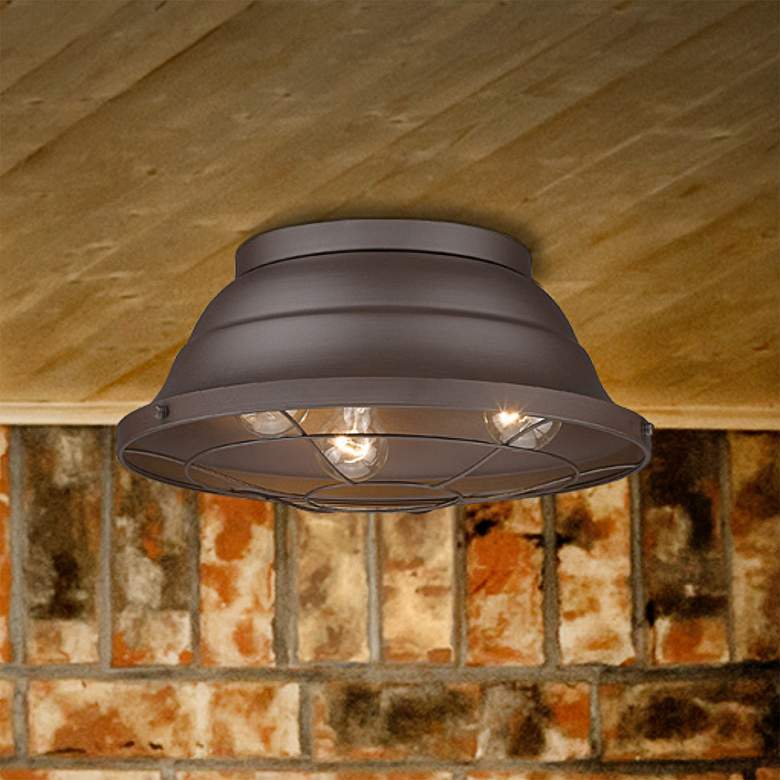 Image 1 Barlett 16 1/4 inchW Textured Bronze UV Outdoor Flushmount Ceiling Light