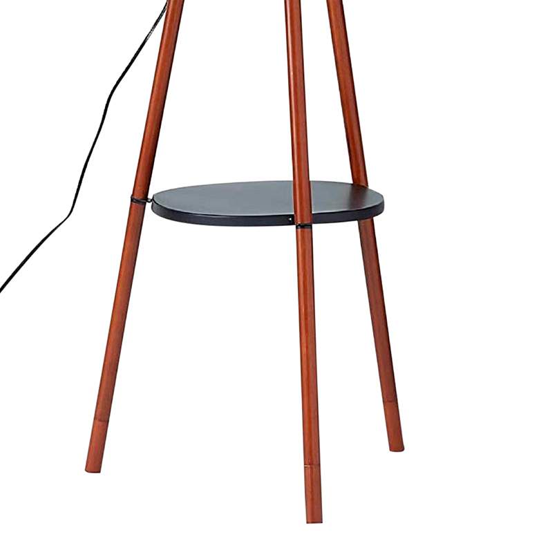 Image 4 Barley Black and Walnut Tripod Floor Lamp with Shelf more views