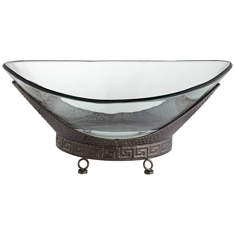 Image 2 Barlow 23 1/4 inch Wide Decorative Glass Bowl with Bronze Base