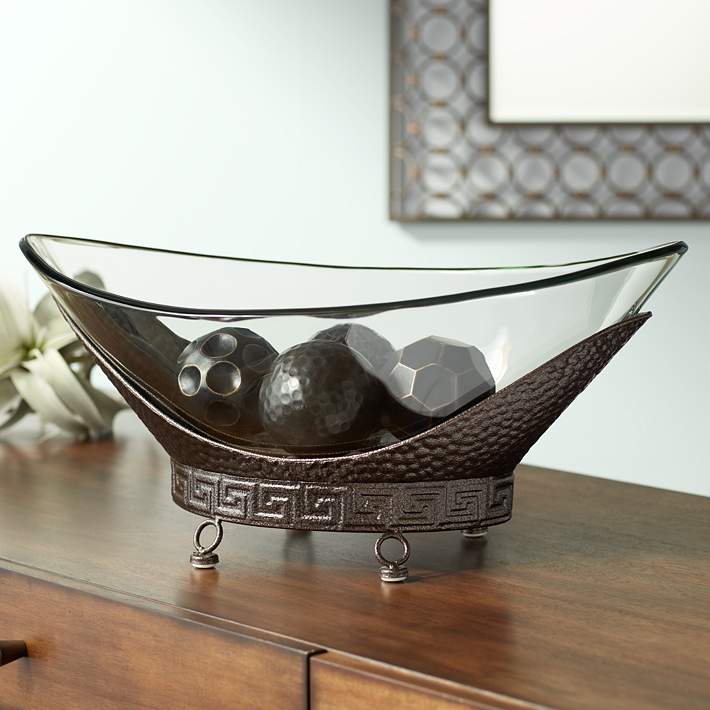 Barlow 23 1/4 Wide Decorative Glass Bowl with Bronze Base