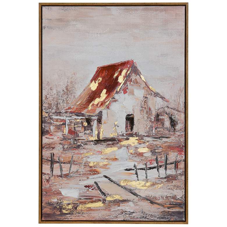 Image 1 Barn House 35.4"H x 23.6"W Canvas Multi Color Framed Wall Art